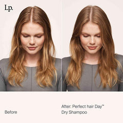 Living Proof Dry Shampoo foam dispense highlights seamless application and clean-feel results.