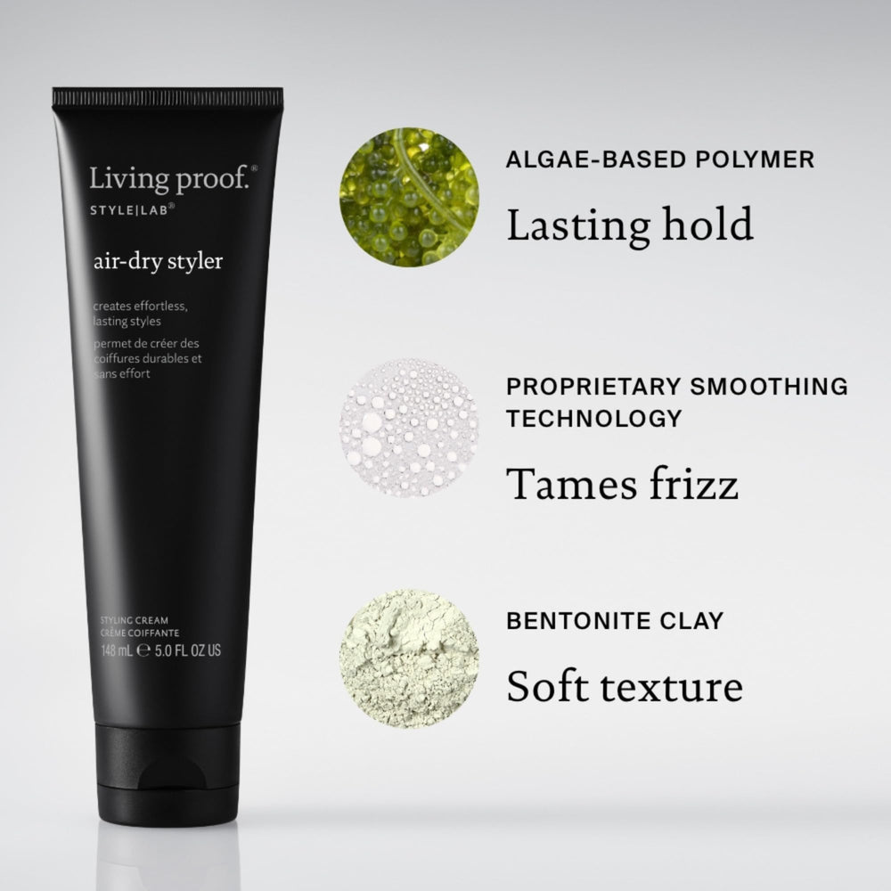 Living proof Style Lab Air-Dry Styler packaging close-up for urban styling on the go