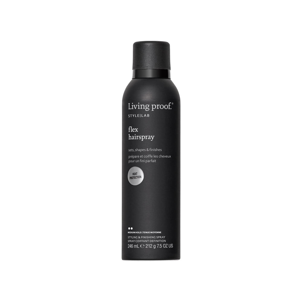 Living Proof Style Lab Flex Hairspray on damp hair adds structure with flexible hold
