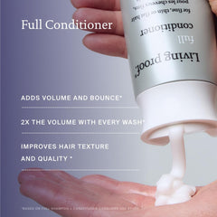 Living Proof Volume boost hair closeup showing fuller appearance and lift.