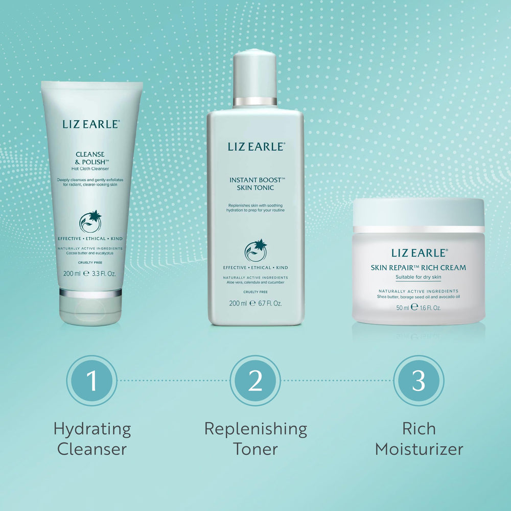 Gentle cleansing around the eyes with Liz Earle Cleanse & Polish