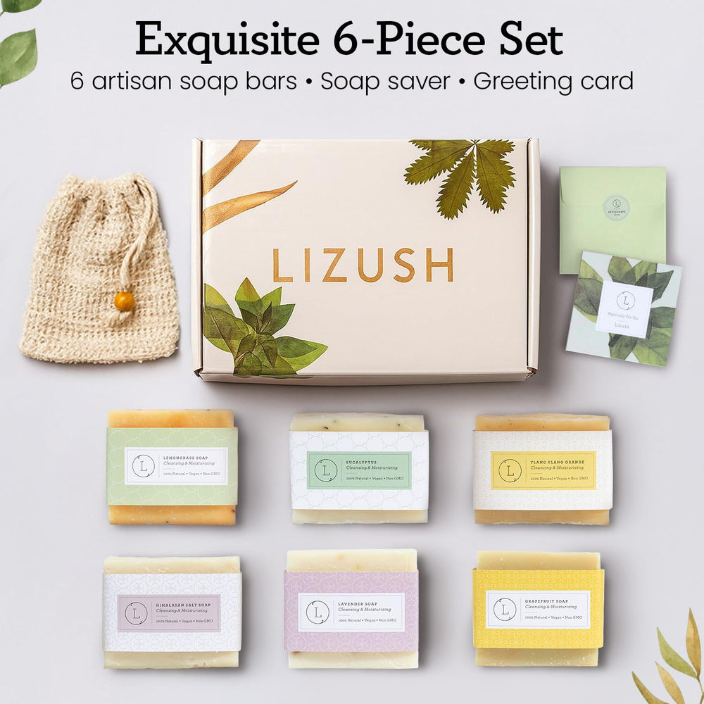 Lizush grapefruit soap bar provides bright, cleansing notes for energized mornings.