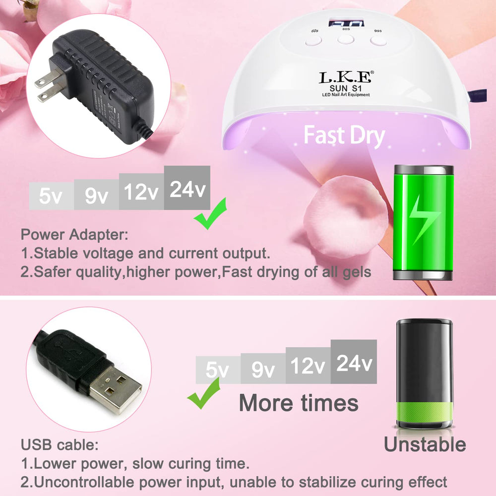 LKE UV LED Nail Lamp 72W drying power enables fast gel curing.