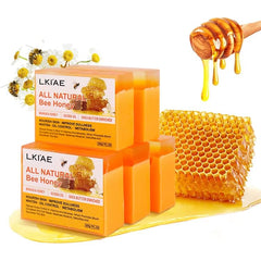 LKI'AE All Natural Honey Soap pack showing three bars for convenient skin nourishment