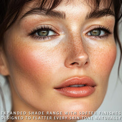 Llasido peach-pink blush swatch provides natural, healthy flush.