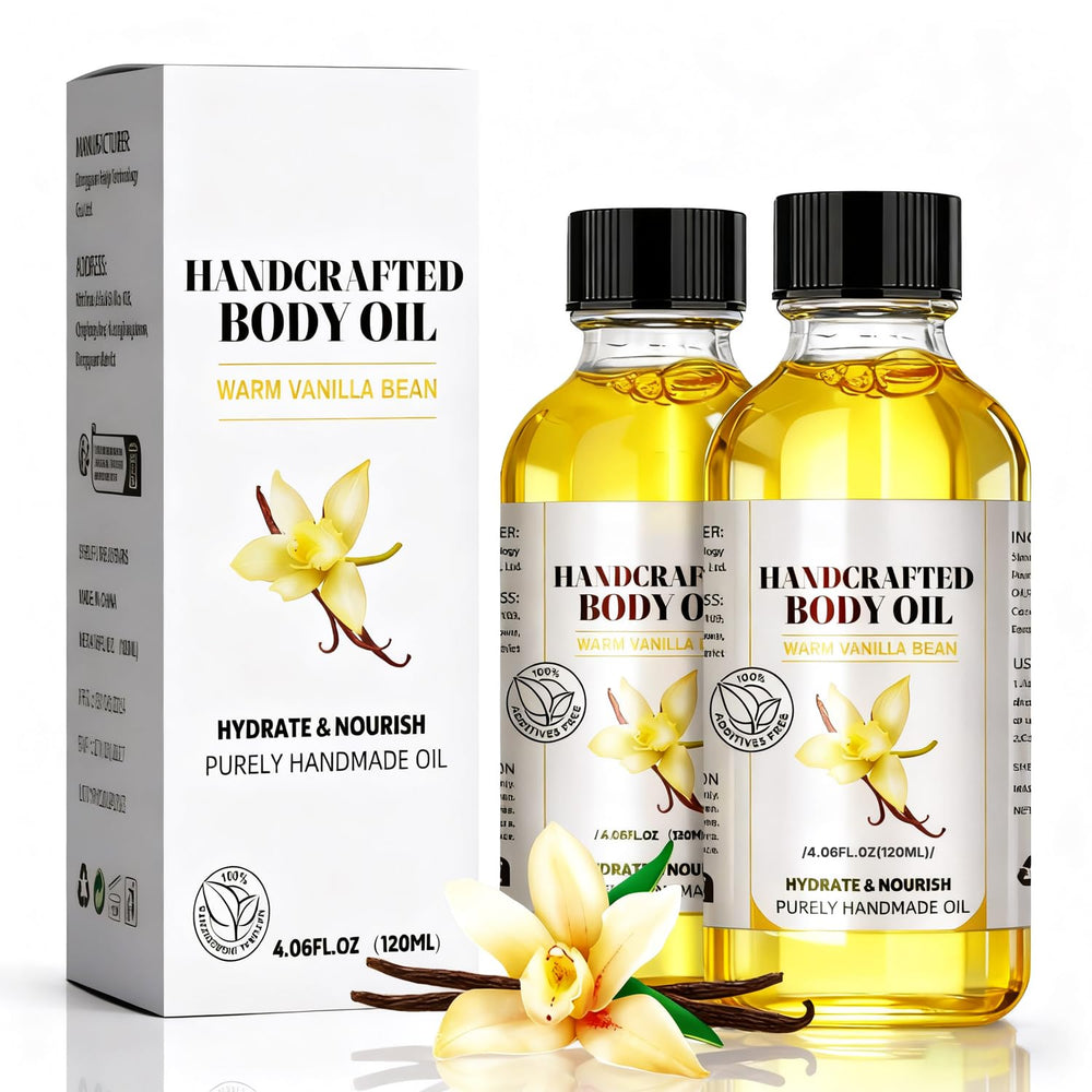 LMDGDS Vanilla Body Oil 2-Pack bottles ready for long-lasting hydration