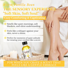 LMDGDS Vanilla Body Oil applied to skin for a smooth, radiant finish