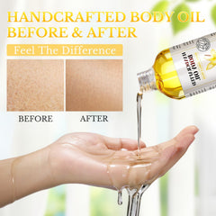 LMDGDS Vanilla Body Oil close-up texture shows a silky feel