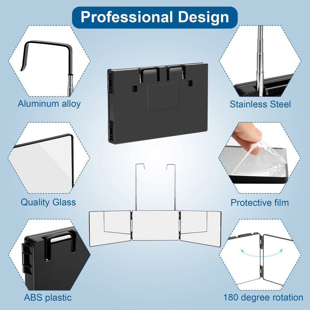 LMZNXCZ LED 3-Way mirror back view displaying full head coverage