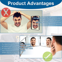 LMZNXCZ LED 3-Way mirror portable for on the go grooming