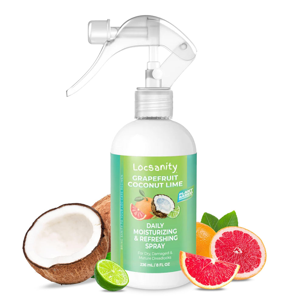 Locsanity Grapefruit Coconut & Lime Daily Mist bottle for locs delivers light hydration