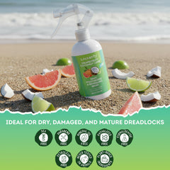 Fine-mist spray on locs refreshes and moisturizes throughout the day