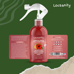Locsanity Hibiscus Green Tea spray mist applied to scalp for hydration