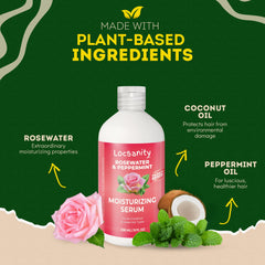 Locsanity Rosewater Peppermint Serum hand applying for quick hydration.