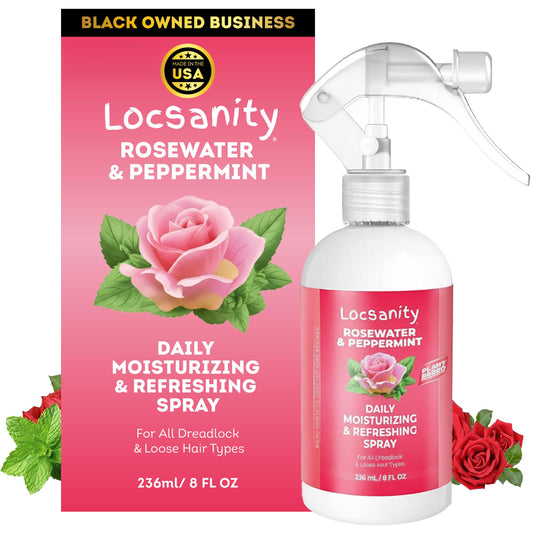 Locsanity Rosewater Peppermint Spray bottle for loc hydration