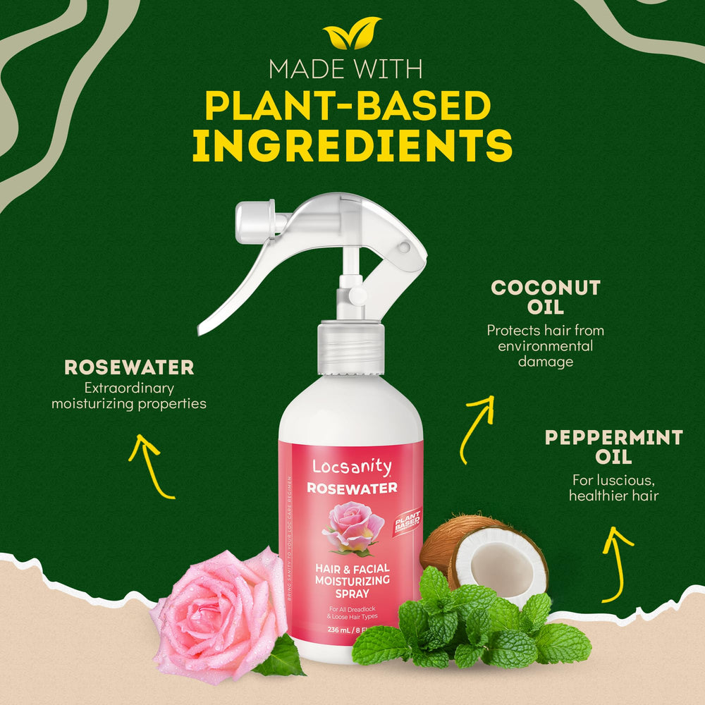 Locsanity Rosewater skin refresh delivers a light, natural glow.