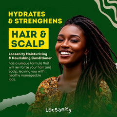 Locsanity duo bottle on shelf conveys lightweight, residue-free loc care