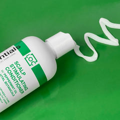 LOCssentials Scalp Stimulating Conditioner label detail emphasizing clean, silicone-free formula