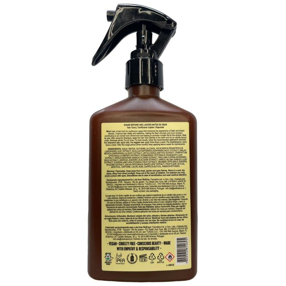 Lola From Rio Rapunzel Hair Tonic Spray bottle label highlights benefits