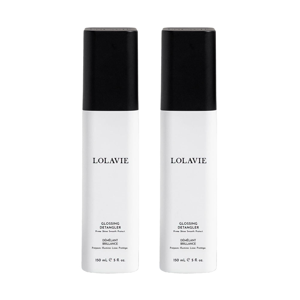 LolaVie Glossing Detangler bottle shows sleek packaging with color-safe hydration