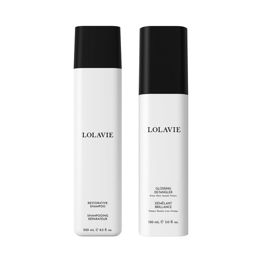 LolaVie Glossing Detangler bottle for shine and detangling ease