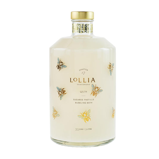 LOLLIA Wish Bubble Bath bottle with vanilla bean scent for relaxing baths.