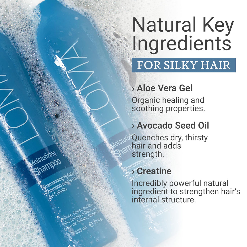 LOMA Moisturizing Shampoo label closeup shows sulfate-free formula.
