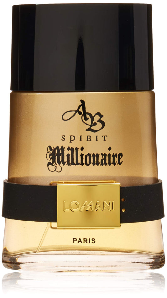 Lomani AB Spirit Millionaire bottle front view, woody spicy profile for evening wear.