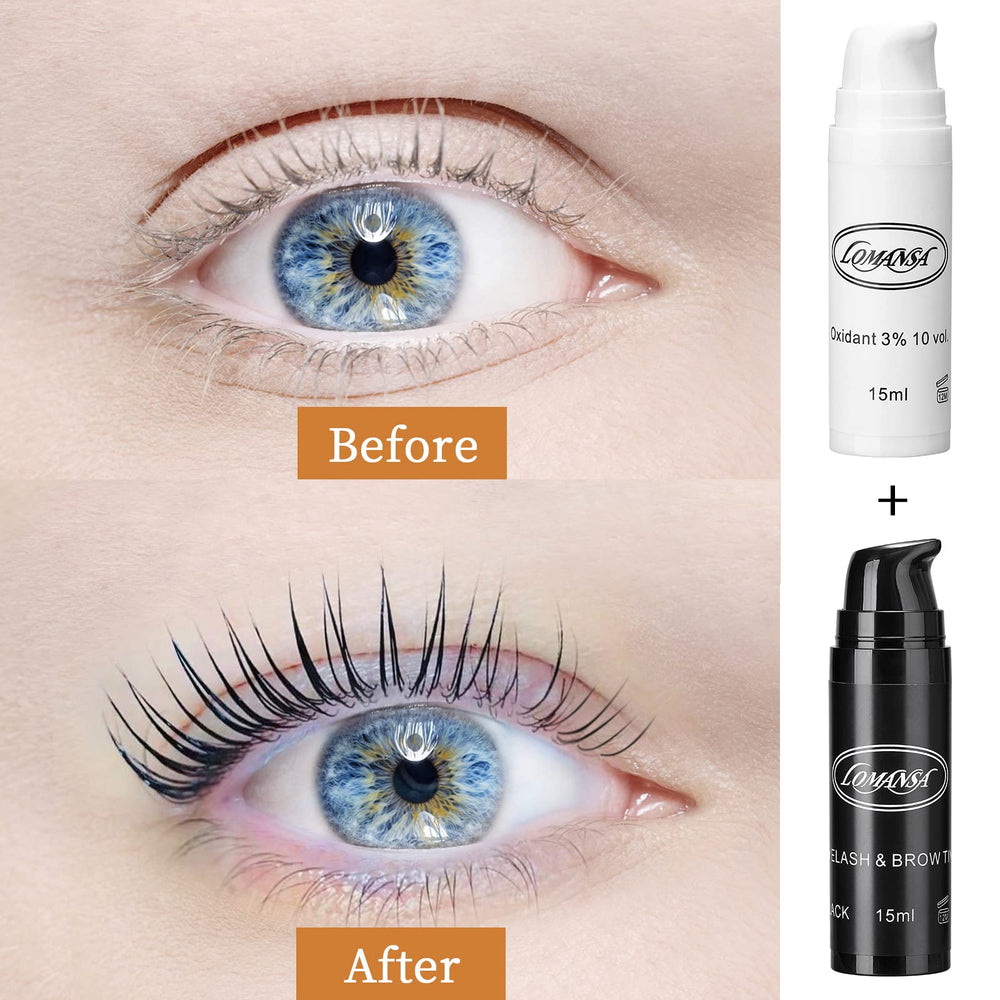 Lomansa Black Eyelash Color Kit palette close-up shows rich black shade