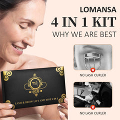 Lomansa box with contents shown for comprehensive at-home lash treatment