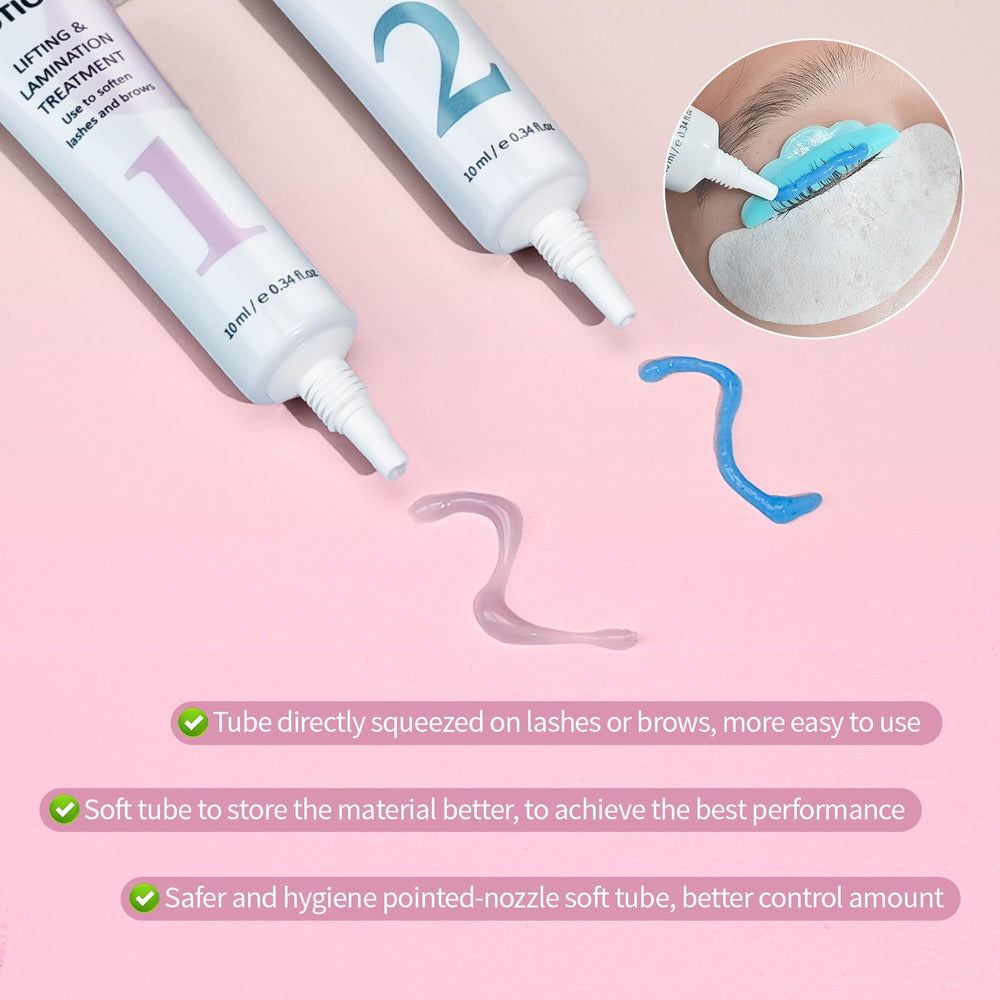 Lomansa Lash Lifting Lotion applied during a simple at-home DIY session.