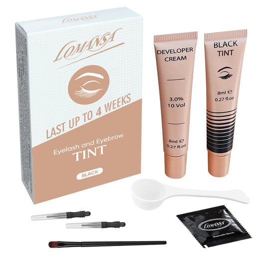 Lomansa Lash Tint Kit bottle with tint solution for at-home natural enhancement.