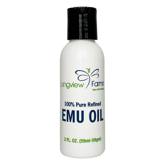 Longview Farms Emu Oil bottle for smooth, hydrated skin.