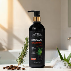 LONIVA shampoo onion extract close-up highlights natural scalp care.