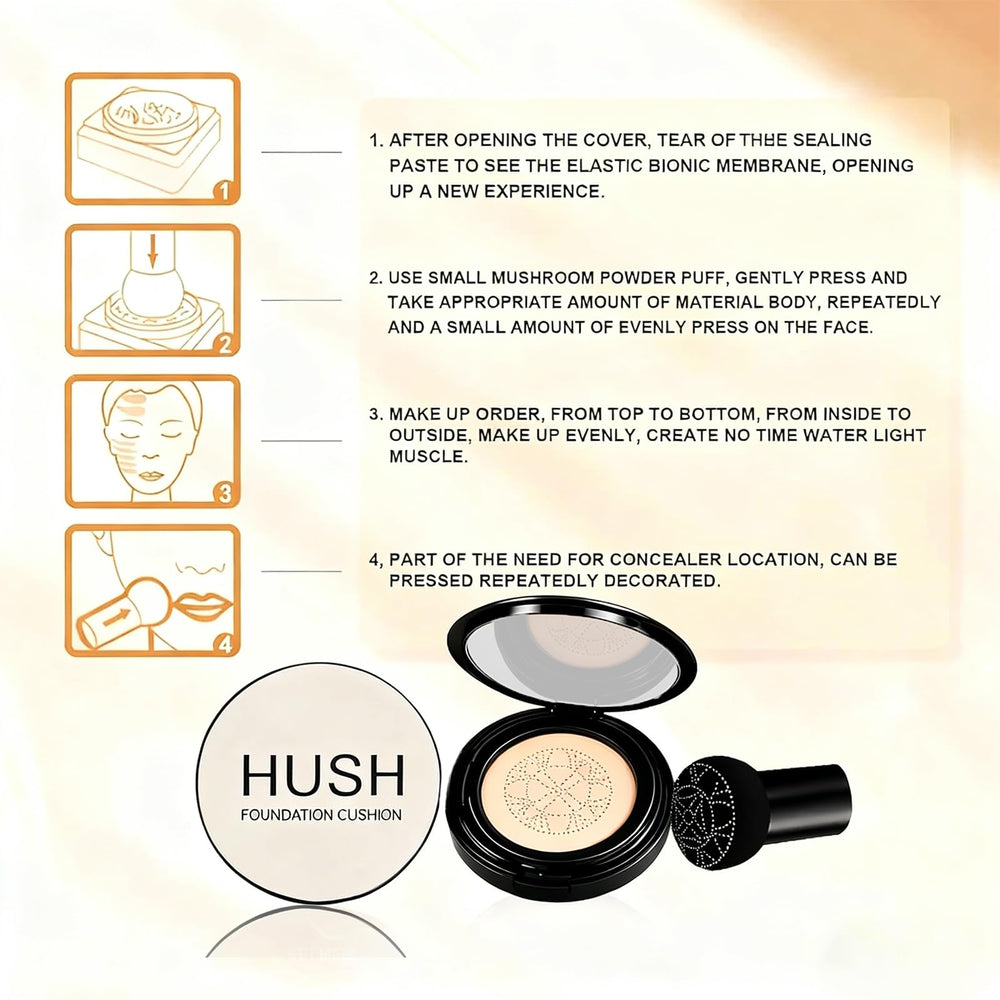 Loobexery Hush Foundation packaging supports easy daily touch-ups.