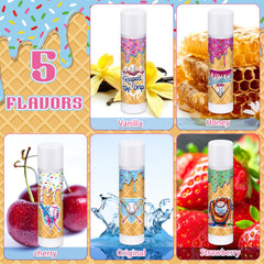 Loopeer baseball drip lip balm set in five flavors, ideal for team gifts and celebrations.