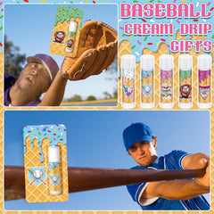 Loopeer baseball cream drip lip balms, a themed treat for senior nights and birthday parties.