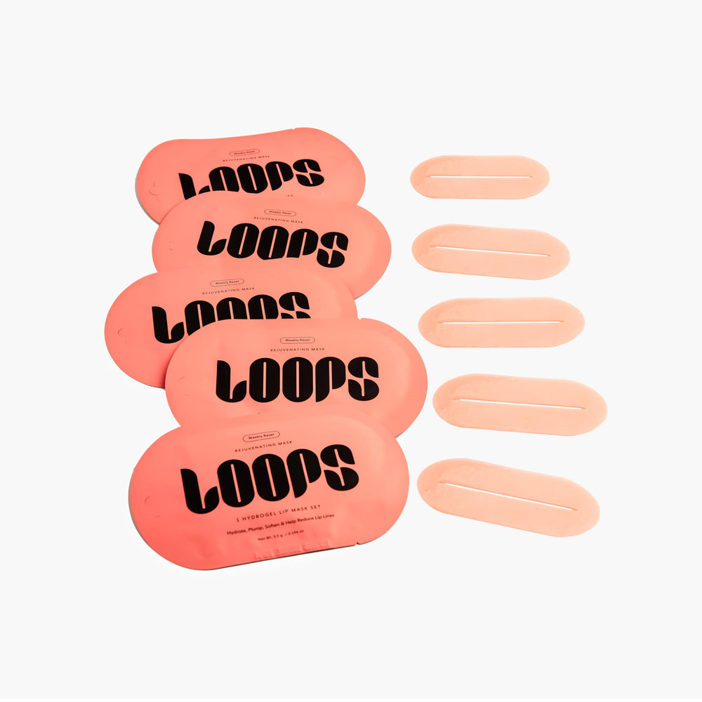 LOOPS dermatologist-approved lip mask close-up conveys safe, gentle daily lip care.