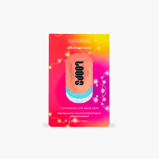 LOOPS Hydrating Hydrogel Eye Masks Kit-Red, Dew Cloud close-up, delivering cooling hydration for delicate eye skin.