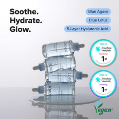 LOPOE Better Balance Ampoule ingredients closeup featuring blue agave and panthenol