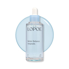 LOPOE Better Balance Ampoule packshot showing sleek bottle and hydrated skin glow