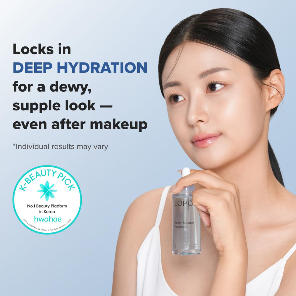 LOPOE Better Balance Ampoule texture being applied smoothly on skin