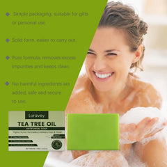 Loravey Tea Tree Soap Foam Net close-up demonstrates rich lather for deep cleansing.