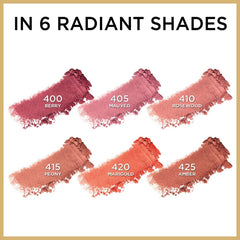 L'Oreal Paris Age Perfect blush application highlights cheekbone with natural radiance.
