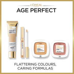 L'Oreal Paris Age Perfect blush brush stroke demonstrates precise color placement.