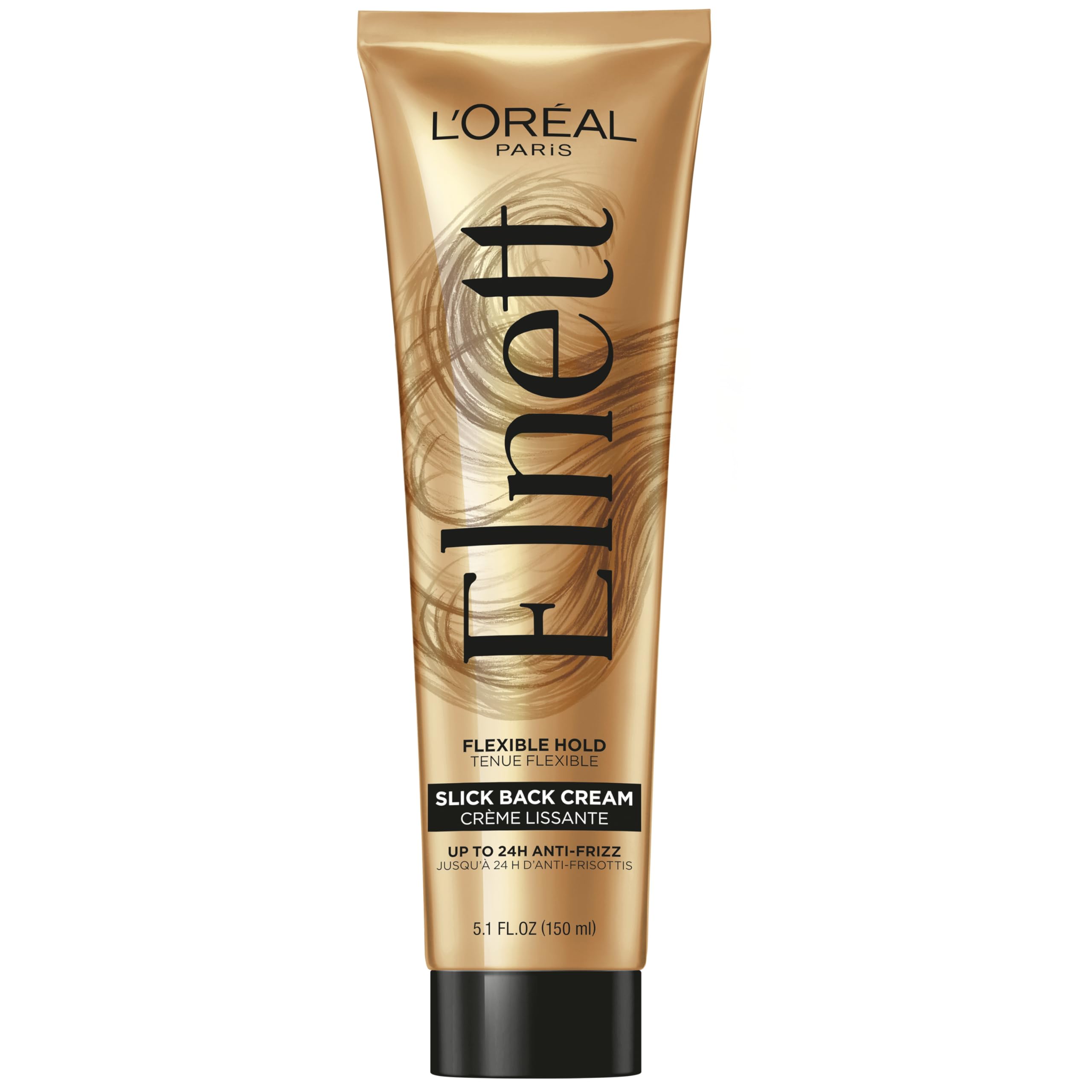 L'Oreal Paris Elnett Slick Back Cream bottle ready for sleek, long-lasting hold.