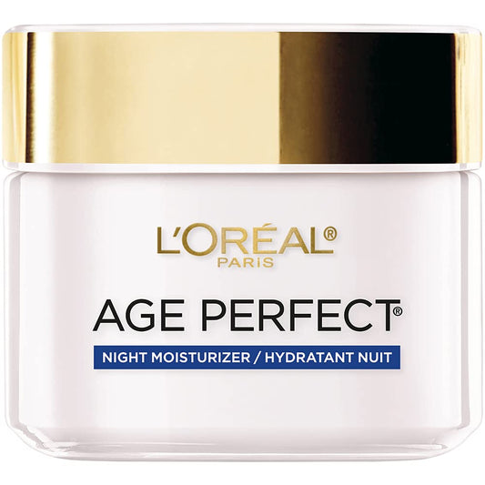 L'Oreal Paris Age Perfect Collagen Expert jar close-up showing rich night cream for deep hydration