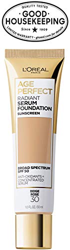 L'Oreal Paris Age Perfect Radiant Serum Foundation applied with concealer for flawless finish.
