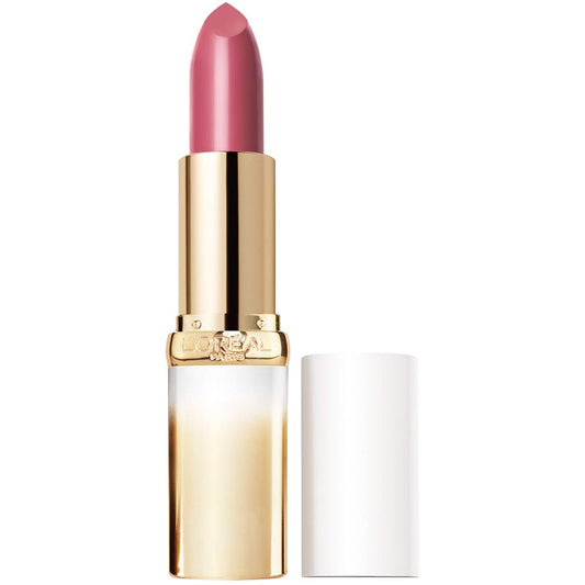 L'Oreal Paris Age Perfect Satin Lipstick Subtle Primrose swatch showing creamy color and nourishing oils