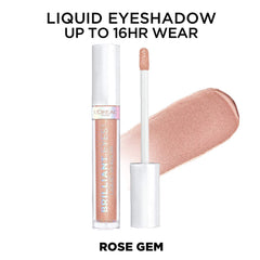 Swatch on lid using Rose Gem shade for intense shimmer with minimal fallout.